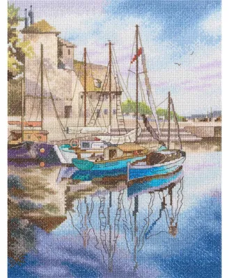 Obrázek produktu pro Vyšívací sada RTO „Lodě na pobřeží“, vzor s čísly, 21,5 × 28,5 cm
