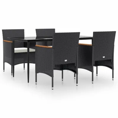 Immagine prodotto di vidaXL Set da pranzo da giardino 5 pezzi con cuscini nero