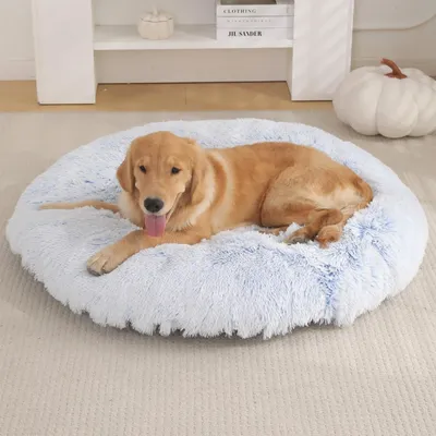 Productafbeelding van Rond hondenbed, hondenmand, wasbaar, zacht hondenbed, anti-stressmat, antislip
