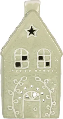 Immagine prodotto di Clayre & Eef Portacandele House 11x9x21 cm in Vetroceramica verde