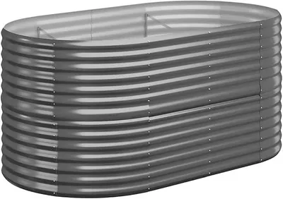 Imagen del producto de Cama elevada de acero galvanizado, ovalada, color antracita, 152x80x68 cm