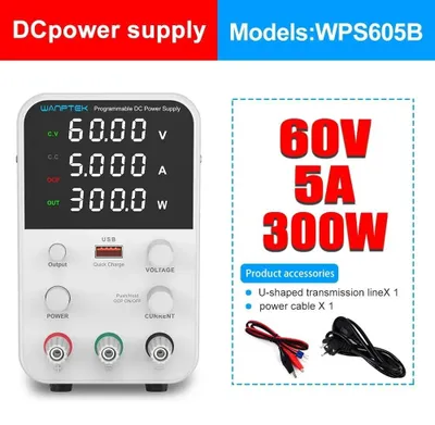 Produktbild von Labornetzgerät DC - WPS 60V 5A 300W - Einstellbar 0–60V - 0–5A - 300W - Einzelausgang - OCP Überstromschutz - 220V EU-Stecker