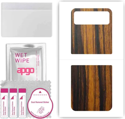 Produktbild von apgo Rückseite Schutzfolie, Skin, kompatibel mit Motorola Razr 2023, Hinten Displayschutzfolie aus Vinylfolie, kratzfest, einfache Montage - Tigerwood