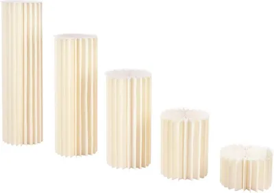 Produktbild von Papp-Blumenständer Set - 5er Display-Säulen - Hochzeitsrückwand und Fotobox - Partydeko und Tischdekoration - Faltbar - Cremeweiß