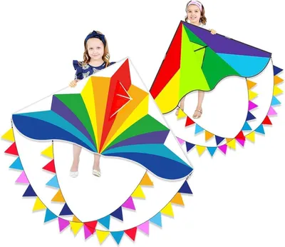 Image de Flying Hoofer pack de 2 cerfs-volants arc-en-ciel delta pour enfants et adultes
