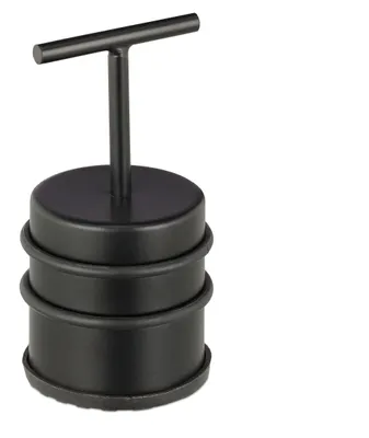 Image de Butée de porte avec poignée, pour portes et fenêtres, haute, ronde, pour usage intérieur, en caoutchouc, disque de polissage en acier inoxydable, 7 cm de diamètre, noir