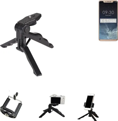 Produktbild von K-S-Trade Stativ Tisch-Ständer Dreibein Handy-Stativ Ständer kompatibel mit Doogee V Mini-Stativ Smartphone Tripod Handy-Stativ aus Plastik schwarz