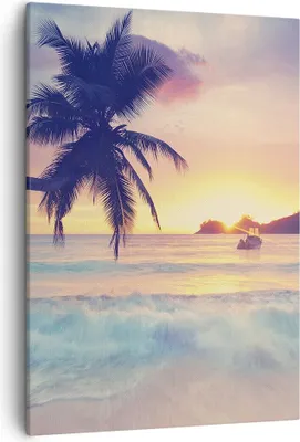 Produktbild von Bild auf Leinwand - Leinwandbild - Einteilig - Meer Strand Palme - 50x70cm - Wand Bild - Wanddeko - Wandbilder - Leinwanddruck - Kunstdruck - Wanddekoration - Leinwand bilder - Wandbild - PA50x70-3992