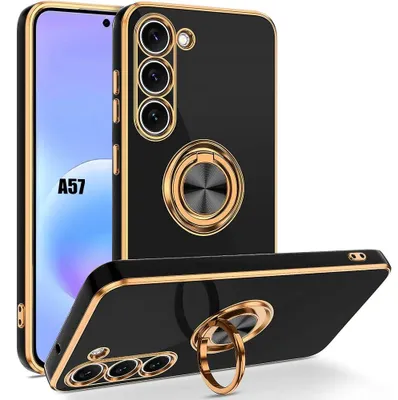 Image de Coque pour Samsung Galaxy A57 5G, Protection Silicone Antichoc Anti-Rayures avec Anneau - Noir