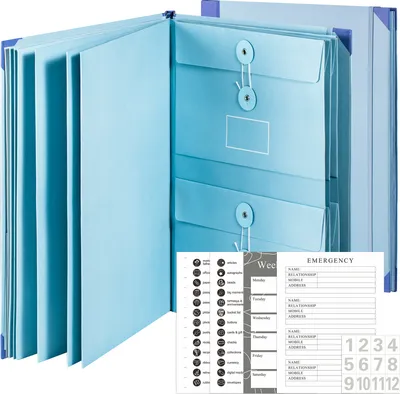 Produktbild von INF Akkordeon-Ordner, A4-Format mit erweiterbaren Dateiordnern Blau