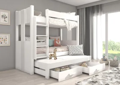 Obrázek produktu pro Třílůžková postel se zábranou 90x200 KAGRA - bílá