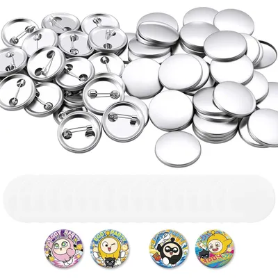 Produktbild von VEVOR Buttonrohlinge 200-tlg. 25mm für Buttonmaschine mit Sicherheitsnadel, Transparente Mylar-Folie & Runde Blanko-Papiere für DIY-Projekte zu Hause Schulveranstaltungen & Individuelle Studios