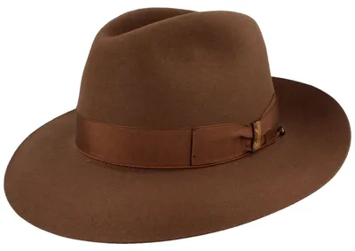Borsalino feiner Haarfilzhut breite Bogartform in braun