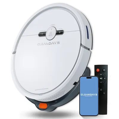 Produktbild von CleanDays D2-001 - Staubsauger Roboter - Robot Vacuum Cleaner with Mop - mit Wischfunktion - mit Ladestation - Robotic Saugroboter - 3 in 1 -  Weiß