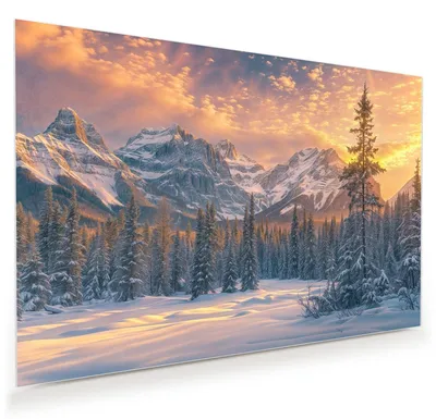 Produktbild von Glasbild 75x50cm in XXL für Wohnzimmer, Schlafzimmer Motiv Berglandschaft Winter