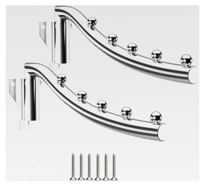 Produktbild von 2 Stück 180° drehbare Edelstahl Kleiderhaken, klappbar, Wandhalterung mit 5 Haken