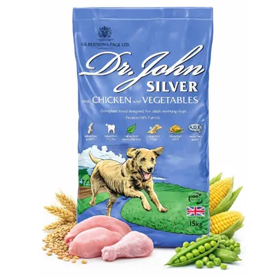 Produktbild von Hundefutter Huhn mit Gemüse 15 kg Trockenfutter für erwachsene Hunde – Dr John Silver