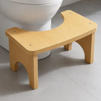 Imagen del producto de Taburete para el inodoro de bambú, diseño ergonómico, 37x20x17 cm, antideslizante, para baño