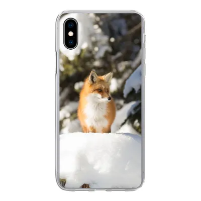 Produktbild von MuchoWow® Handyhülle Schutzhülle Hülle für iPhone Xs Fuchs - Schnee - Baum Silikon Softcase Handy Hülle - Handytasche