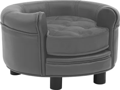 Obrázek produktu pro Pohovka pro psy šedá 48 x 48 x 32 cm plyš a umělá kůže
