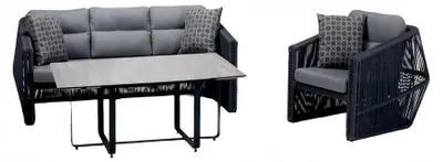 Produktbild von Rattanmöbel Garnitur Loungemöbel Terrassenmöbel Gartenlounge Balkonmöbel 3tlg