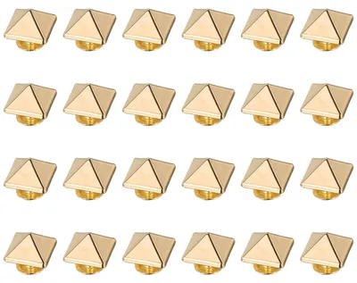 Produktbild von Quadratische Spike-Nieten - 24 Stück 12mm Metall-Schnellnieten - Für Lederhandwerk Kleidung und Taschen - Gold