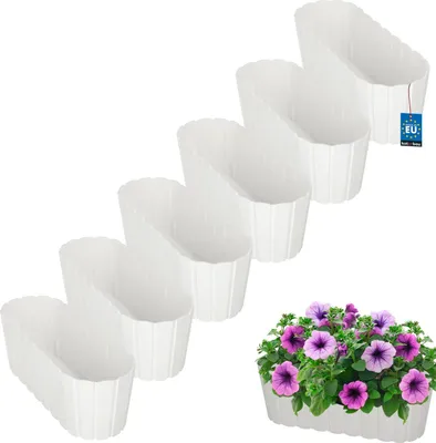 Immagine prodotto di KOTARBAU® 6 pz Fioriera da Esterno Vasi per Piante da Esterno Plastica 40 x 13 x 13 cm Bianco Vaso Fiori Fioriera Rettangolare da Esterno Rustico