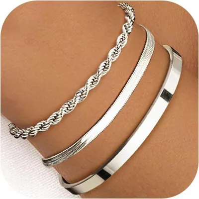 Image de Bracelet Femme Or 14 carats plaqué Acier inoxydable Perles Set de chaînes