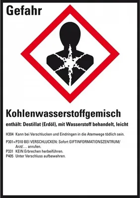 Produktbild von Dreifke® Aufkleber I GHS-Etikett Kohlenwasserstoffgemisch, GefStoffV/GHS/CLP,...