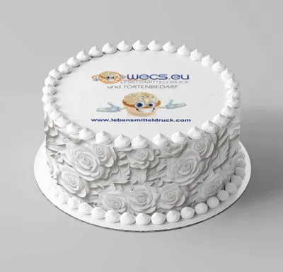 Produktbild von Rosen weiß 3D - Tortenband essbar 6,5 cm hoch - 3 x 29,6 cm auf premium Fondantpapier
