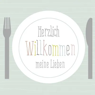 Produktbild von Motivserviette 33 x 33 cm Herzlich Willkommen