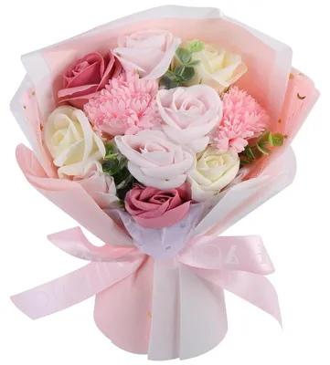 Produktbild von Künstliches Seifenblumen Rosenbouquet für Valentinstag - Rosa
