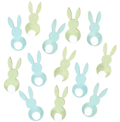 Produktbild von 12 Mini Osterhasen zum Kleben aus Holz grün türkis 4 cm