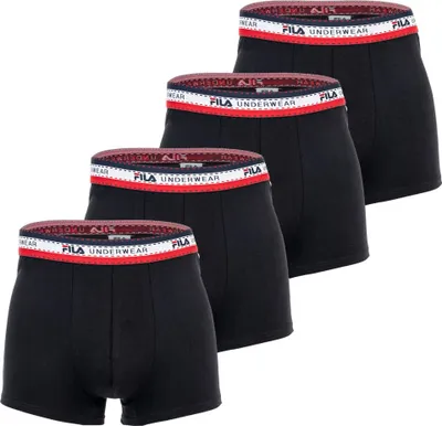 Produktbild von FILA Herren Boxer Shorts, 4er Pack - Logobund, Baumwolle Stretch, einfarbig Schwarz L