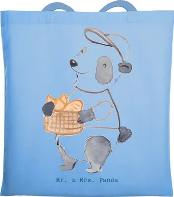 Produktbild von Mr. & Mrs. Panda Stoffbeutel Bäckereifachverkäufer Herz - Sky Blue - Geschenk, Schultasche, Backstube, Sonntagmorgen, Bäckerei, Büchertasche, Shopping Tasche, Frühstück