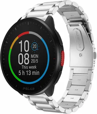 Produktbild von Strap-it Stahlarmband - Kompatibel mit Polar Pacer Armband Ersatzarmband Edelstahl Armband mit faltschließe Sportuhr zubehör für smartwatch 20mm Armband Silber