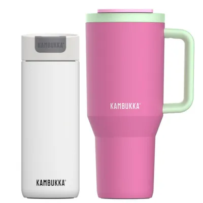 Zdjęcie produktu dla Kubek termiczny ze słomką Rio 950 ml + kubek na kawę Olympus 500 ml, termos Zestaw Kambukka Frostmallow