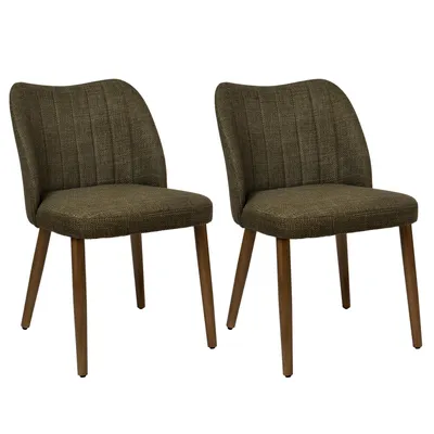 Produktbild von Duhome Esszimmerstuhl 2er Set Leinenstuhl Gepolstert mit Holzbeinen Modern Küchenstuhl für Esszimmer Wohnzimmer Küche, Grün