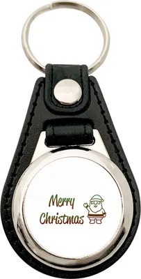 Produktbild von Huuraa Schlüsselanhänger Merry Christmas Weihnachtsmann Metall mit Kunstleder Schlüsselring Einkaufswagenchip Geschenkidee