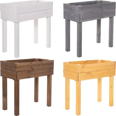 Produktbild von Massives Hochbeet aus Holz anthrazit mit Vlies für Balkon, Terrasse und Garten