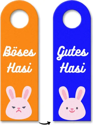 Produktbild von Gutes Hasi - Böses Hasi Hasen Türhänger in orange-blau