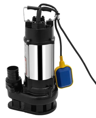 Obrázek produktu pro Ponorné čerpadlo – čerpadlo na špinavou vodu, výkon 0,55 kW, průtok 18 000 l/h, výtlak 15 m, otáčky 2850 ot./min. Vhodné pro suterény, studny a bazény. Barva: stříbrná, černá