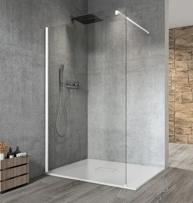 Produktbild von Gelco VARIO WHITE Dusch-Glasteil, Wandmontage, Klarglas, 800 mm