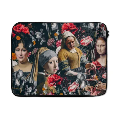 Produktbild von MuchoWow® Laptop Hülle 17 Zoll Laptoptasche Kunst - Blumen - Collage - Zipper - Schutzabdeckung
