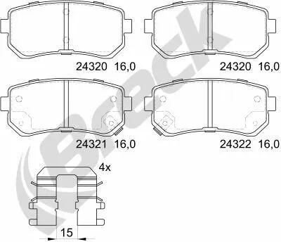 Produktbild von BRECK Bremsbeläge Satz Hinten Bremsklötze für HYUNDAI ix35 (LM, EL, ELH) 24320 00 704 10