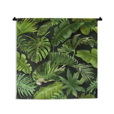 Produktbild von MuchoWow® Wandteppich Wandbehang Muster - Tropisch - Blätter - Jungen - Mädchen - Kinder - Kind 120x120 cm Tapisserie Dekoration Wandtuch - Modern - Baumwollgewebe