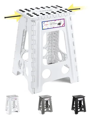 Faltbarer Tritthocker 46 cm, weiß, bis 136 kg, rutschfest