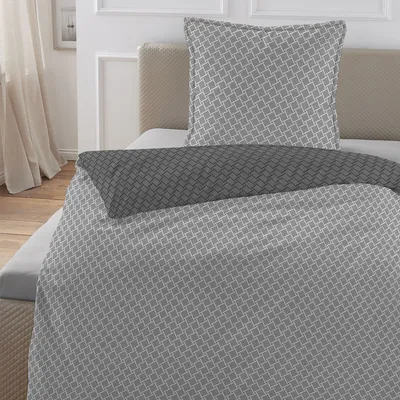 Produktbild von Hechter Paris Mako-Satin Bettwäsche 61311 silber grau 135x200 cm + 80x80 cm