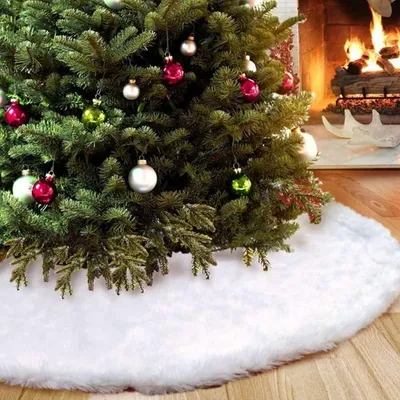 Produktbild von Weihnachtsbaumdecke Christbaumdecke Weihnachtsbaumständer - Ø 60 cm - Weiß - Weihnachtsmotiv