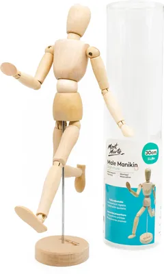 Image de Mont Marte Mannequin/poupée articulée en bois - 30cm de haut - mobile & pied sûr